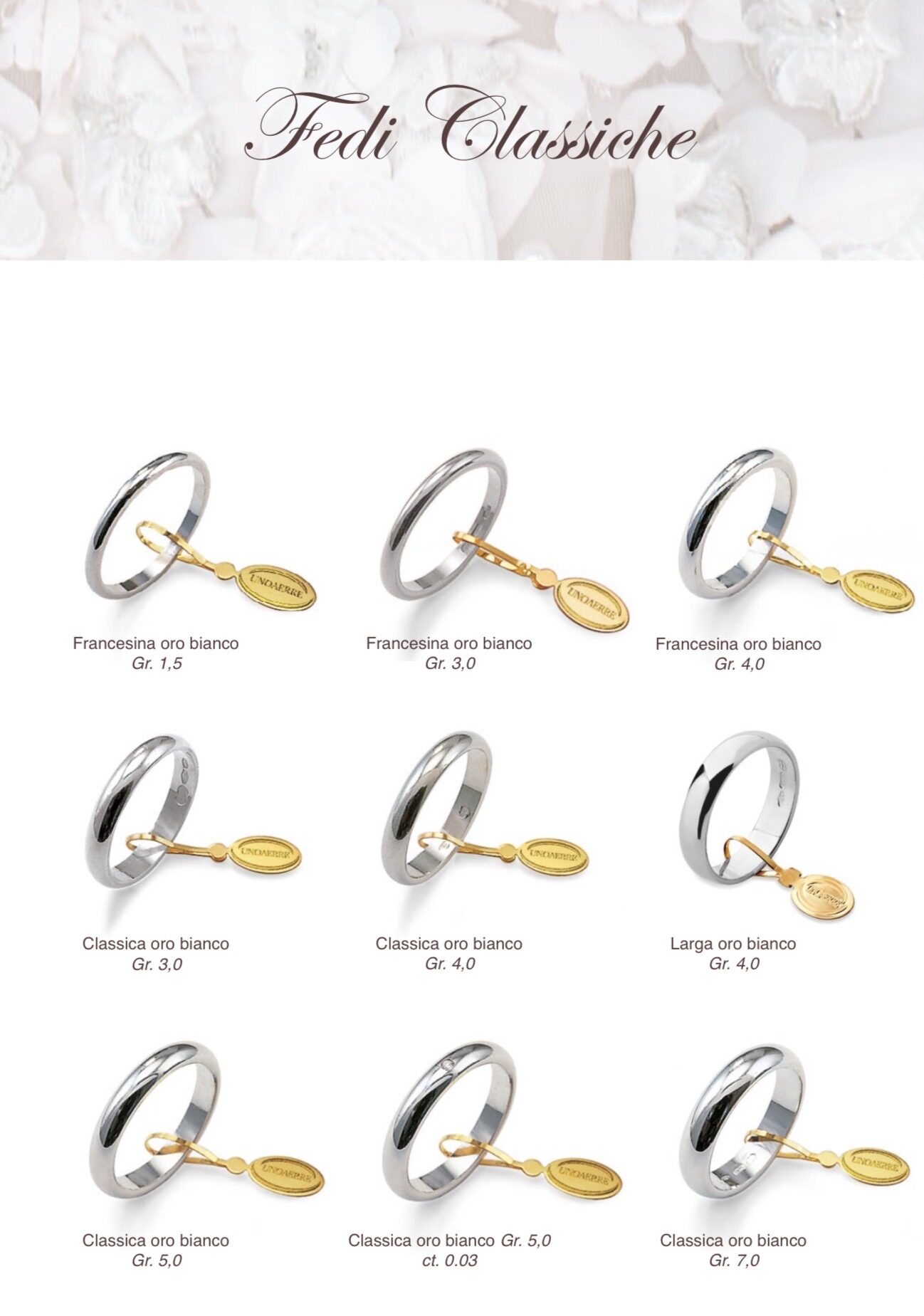 Fedi nuziali classiche in oro bianco