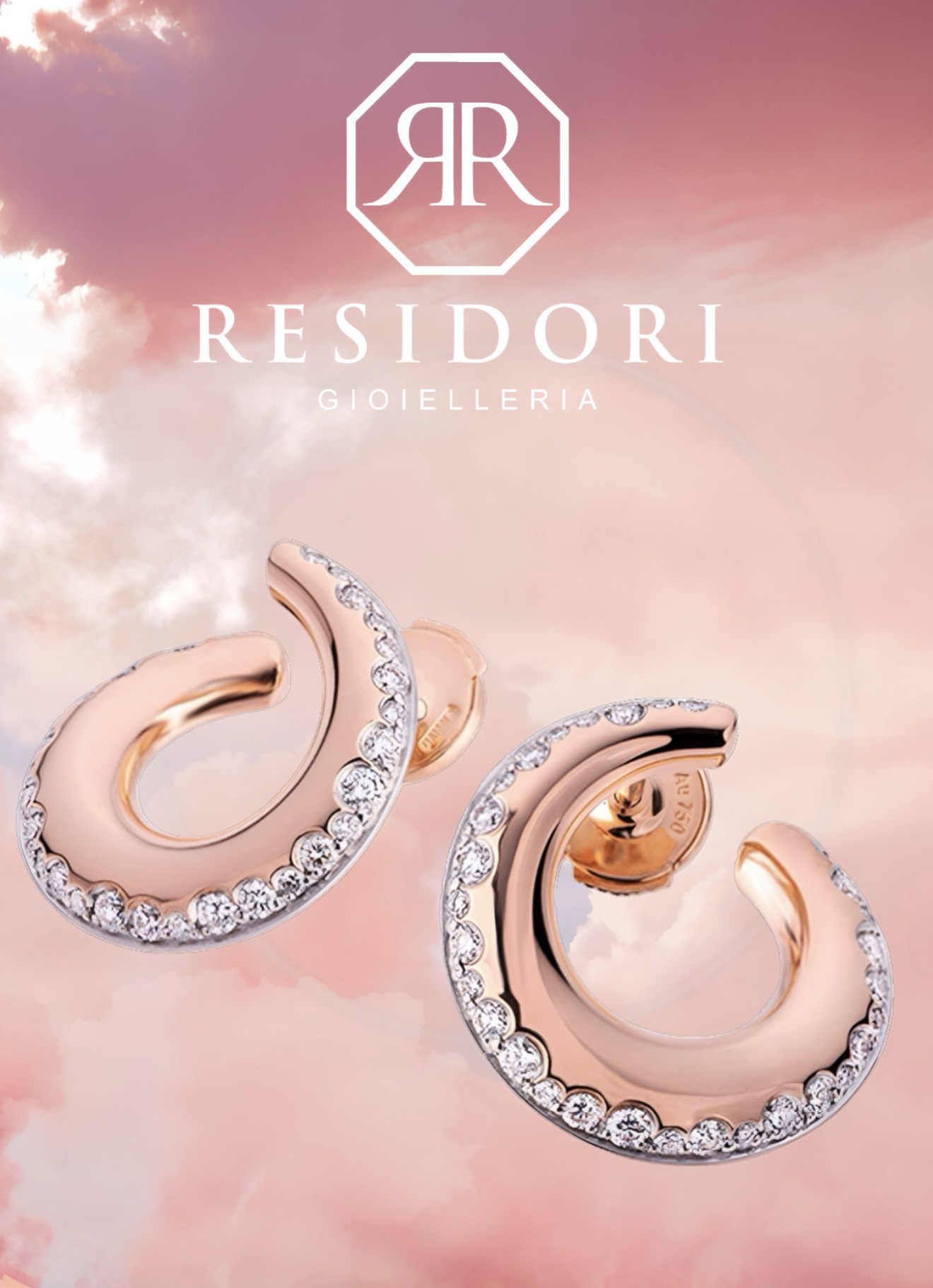 Orecchini oro rosa Polello con diamanti